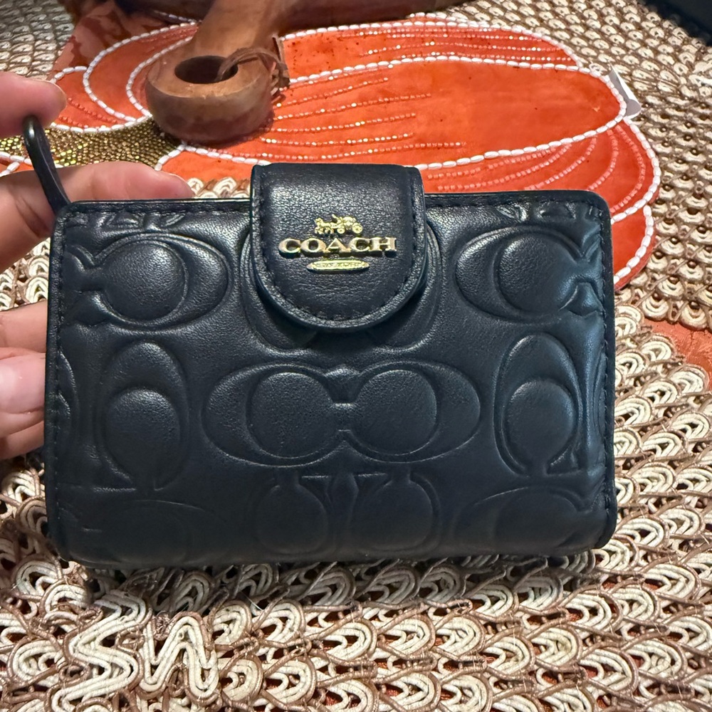 Coach Embossed Black Leather Wallet